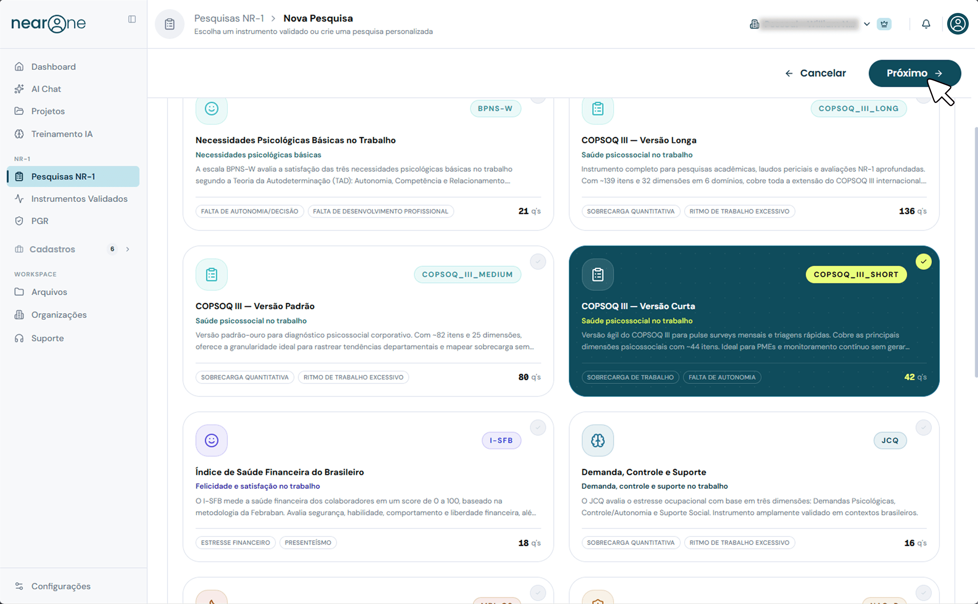 Passo 1: Crie a pesquisa em minutos